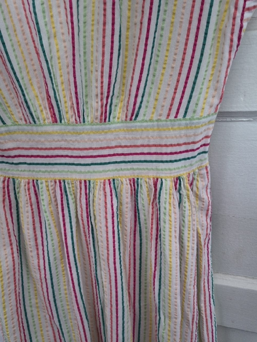 LOFT White Midi Dress with Multicolor Stripes - Picture 10 of 14